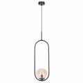 Lampa wisząca czarna VENTA z szklanym bursztynowym kloszem na E14 K-5120 Kaja Lighting
