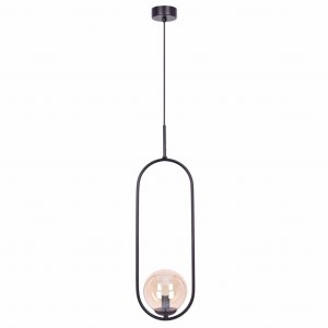 Lampa wisząca czarna VENTA z szklanym bursztynowym kloszem na E14 K-5120 Kaja Lighting