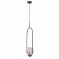 Lampa wisząca czarna VENTA z szklanym bursztynowym kloszem na E14 K-5120 Kaja Lighting
