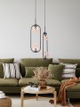 Lampa wisząca na E14 z dwoma szklanym bursztynowymi kloszami K-5121 Kaja Lighting