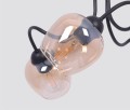 Lampa sufitowa z trzema ramienicami DIUNA czarna, szklane bursztynowe klosze na E27 K-5190 Kaja Lighting