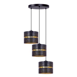 Lampa wisząca ZIMBO, siatkowate czarno-złote klosze na E27 K-5222 Kaja Lighting