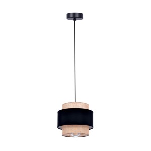 Lampa wisząca GATO na E27, czarno beżowy abażur K-5230 Kaja Lighting