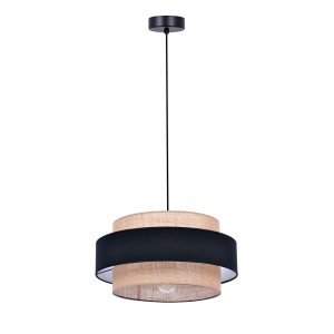 Lampa wisząca GATO, dekoracyjna, podwójny abażur w stylu boho czarno-beżowy na E27 K-5231 Kaja Lighting