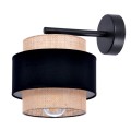 Kinkiet w stylu boho GATO, podwójny abażur E27 czarno-beżowy K-5234 Kaja Lighting
