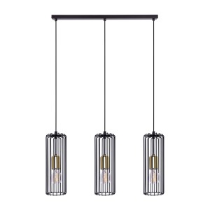 Lampa wisząca potrójna GABIA, metalowe klosze zwisy na E27 czarno złote K-4936 Kaja Lighting