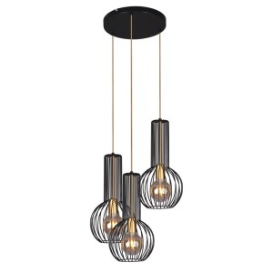 Lampa wisząca ARVI BLACK, druciane klosze na E27, czarno- złota K-4522 Kaja Lighting