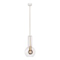 Lampa wisząca  ARVI biała, druciana gruszka na E27, biało- złota K-4525 Kaja Lighting