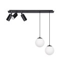 Lampa sufitowa ALBIO na rozecie reflektory na GU10 i zwisy z klasycznymi kloszami na E27 K-4138 Kaja Lighting