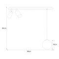 Lampa sufitowa ALBIO na rozecie reflektory na GU10 i zwis z klasycznym szklanym kloszem na E14 K-4137 Kaja Lighting