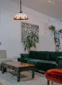 Lampa wisząca SARGAN witrażowa , gwint E27, klosz połączenie metalu i szkła K-P161551 Kaja Lighting