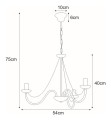 Żyrandol tradycyjny świecznik BARTEZ II biały do przytulnej sypialni, gwint E14 K-3995 Kaja Lighting