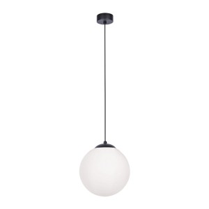 Lampa wisząca czarna z dużym mlecznym kloszem 30 cm z serii SAVOY K-4922 Kaja Lighting