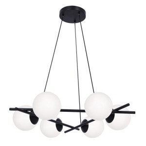 Lampa wisząca ARTON czarna, białe matowe szklane klosze na E27 K-4967 Kaja Lighting