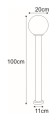 Lampa ogrodowa ANA słupek chromowany zewnętrzny z kloszem na E27 K-LP270-1000 Kaja Lighting