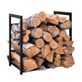 Stojak na drewno do salonu, metalowa czarna konstrukcja, 50 cm wysokości KS-14 STOJAK WOOD S Kaja Lighting