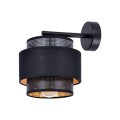 Kinkiet lampa ścienna z podwójnym abażurem na E27 czarno-złoty, do sypialni AMOS K-5284 Kaja Lighting