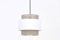 Lampa wisząca CEZAR na E27, podwójny biało-beżowy abażur K-5270 Kaja Lighting