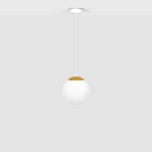 Lampa wisząca ELMO biało-złota, szklany kulisty klosz K-5311 Kaja Lighting