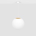 Lampa wisząca ELMO, szklana kula Ø30 cm, biała ze złotymi dodatkami K-5312 Kaja Lighting