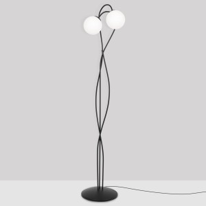 Podłogowa lampa stojąca NELA z dwoma eleganckimi szklanymi kloszami 155cm K-5353 KAJA Lighting