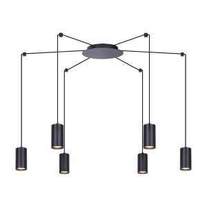 Lampa wisząca regulowana PUERTO czarna, sześć ramion - pająk na GU10 K-4898 Kaja Lighting