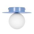 Lampa sufitowa ROBIN z niebieską podsufitką i szklanym kulistym kloszem K-5447 KAJA Lighting