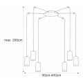 Lampa wisząca regulowana PUERTO czarna, sześć ramion - pająk na GU10 K-4898 Kaja Lighting