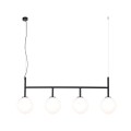 Lampa wisząca FARO czarna z białymi szklanymi kloszami Ø14 cm nad stół K-4883 Kaja Lighting