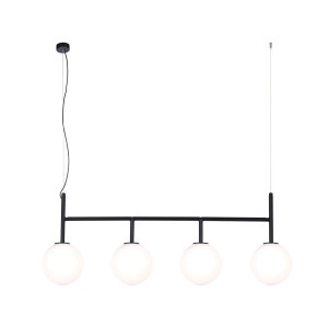 Lampa wisząca FARO czarna z białymi szklanymi kloszami Ø14 cm nad stół K-4883 Kaja Lighting