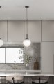Lampa wisząca , zwis szklana kula biała Ø16 cm z regulacją wysokości nad blat K-4886 Kaja Lighting