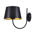 Kinkiet ścienny SASTO z czarno-złotym tradycyjnym abażurem na E27 K-4337 Kaja Lighting